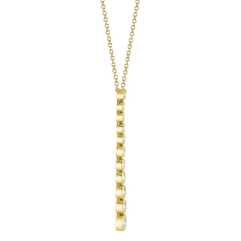 0.37Ct 14K Yellow Gold Diamond Bezel Journey Necklace