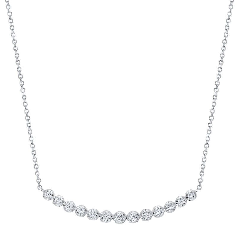0.91Ct 14K White Gold Diamond Crown Setting Necklace