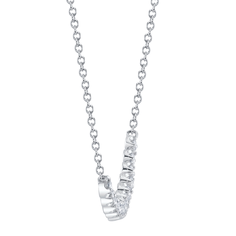 0.91Ct 14K White Gold Diamond Crown Setting Necklace