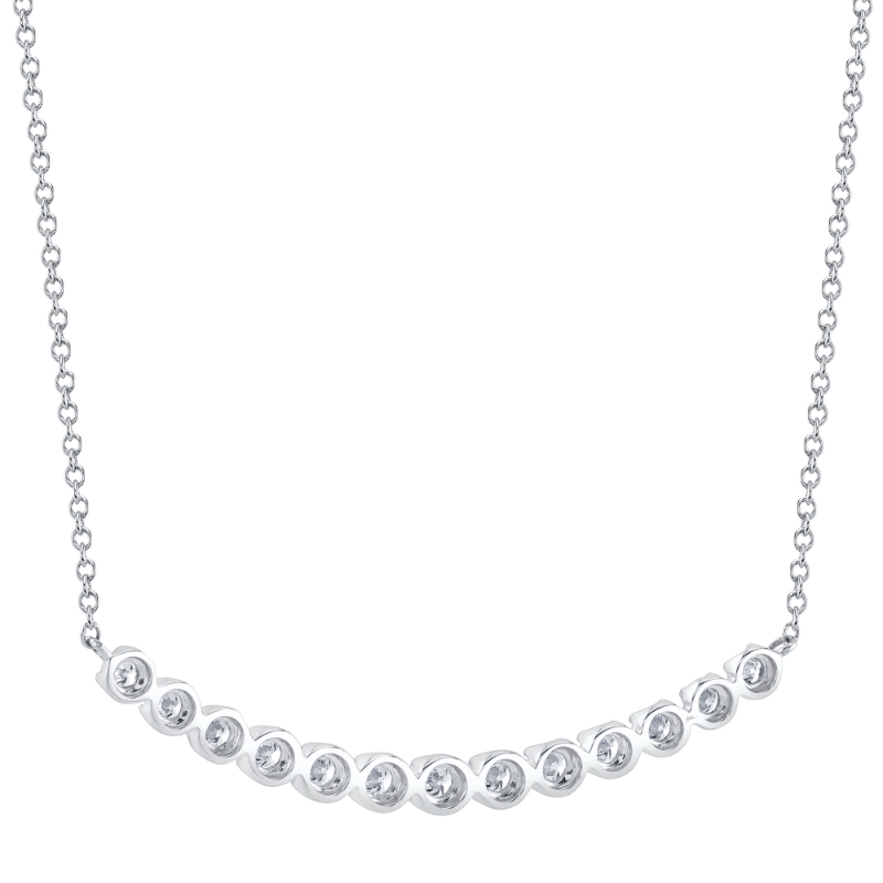 0.91Ct 14K White Gold Diamond Crown Setting Necklace