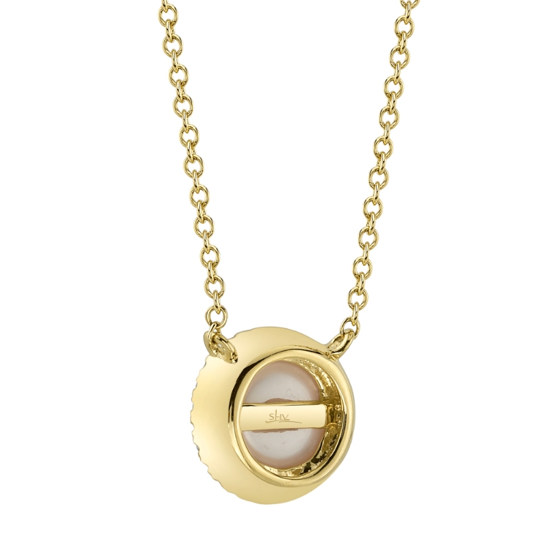 0.08Ct 14K Yellow Gold Diamond & Cultured Pearl Necklace