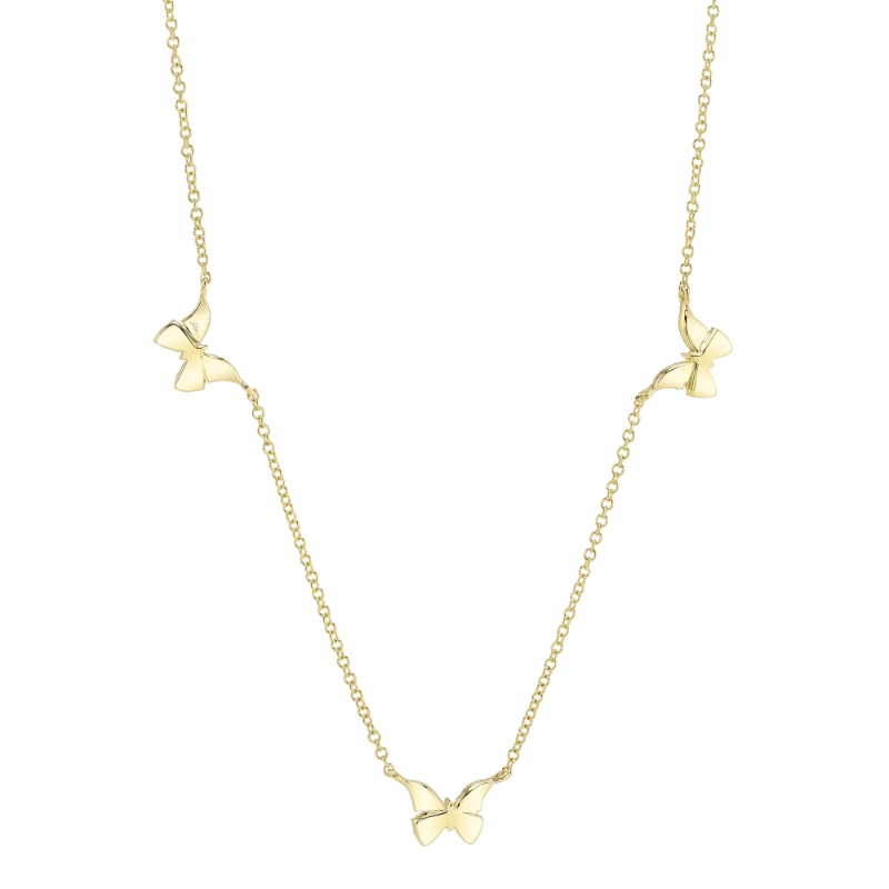 0.23Ct 14K Yellow Gold Diamond Butterfly Necklace