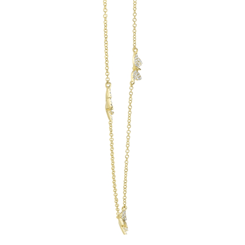 0.23Ct 14K Yellow Gold Diamond Butterfly Necklace