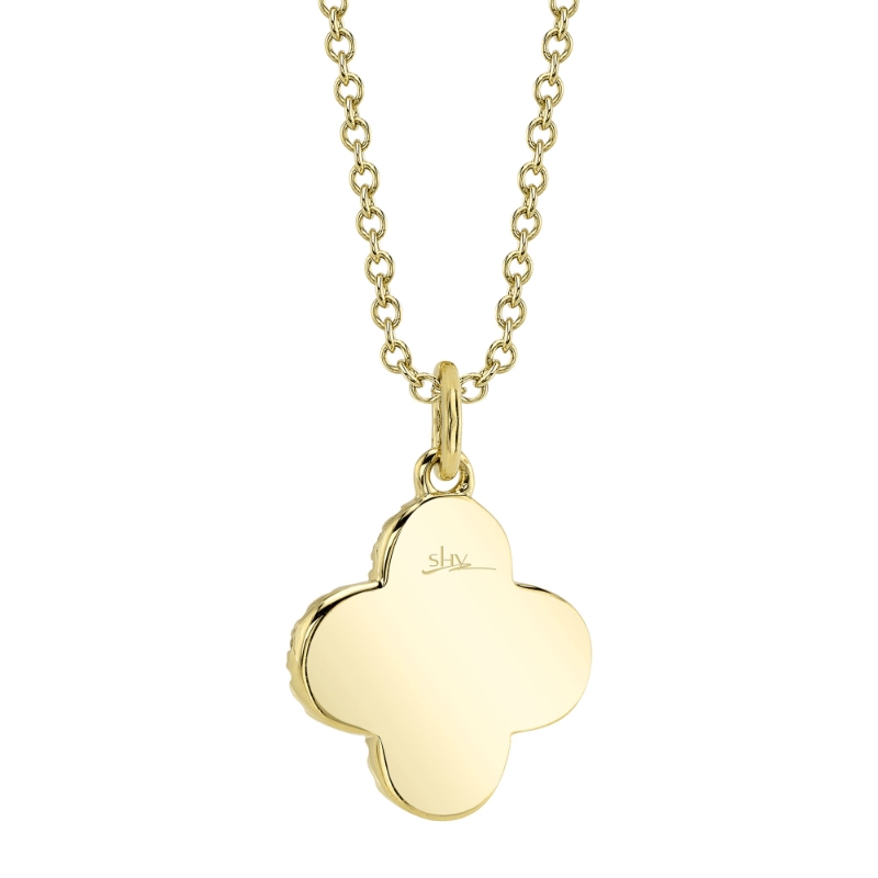0.23Ct 14K Yellow Gold Diamond Pave Clover Necklace