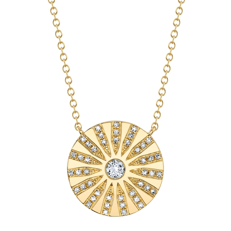 0.20Ct 14K Yellow Gold Diamond Circle Necklace