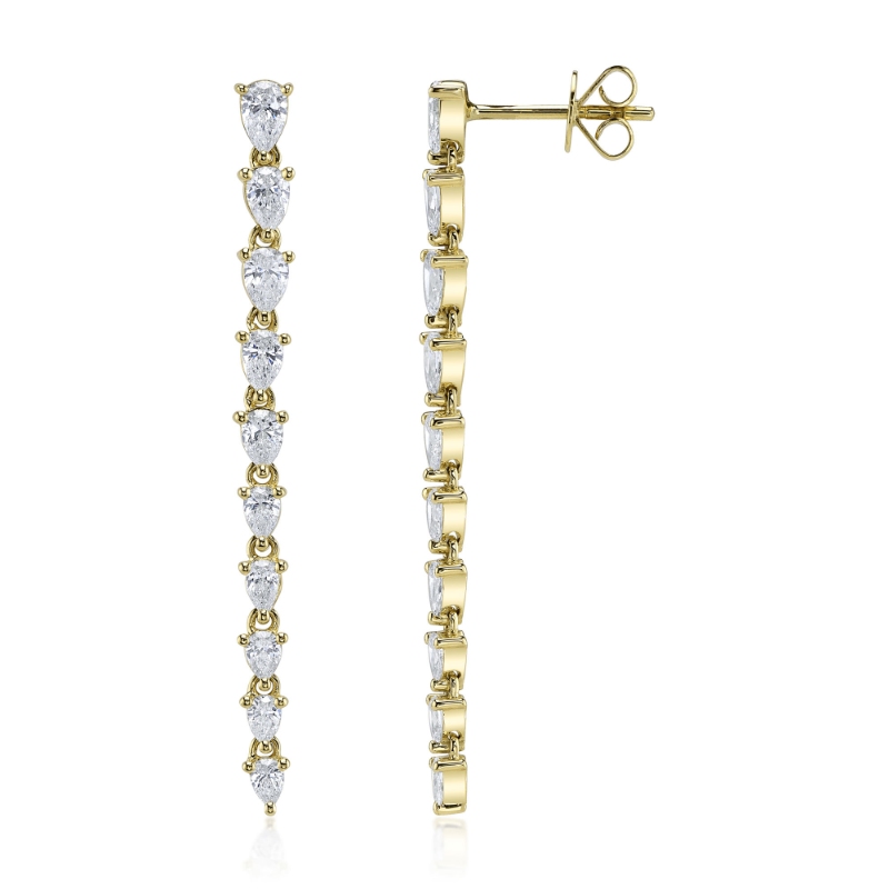 1.70Ct 14K Yellow Gold Diamond Pear Earring