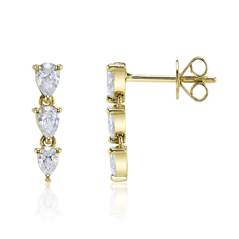 0.83Ct 14K Yellow Gold Diamond Pear Earring