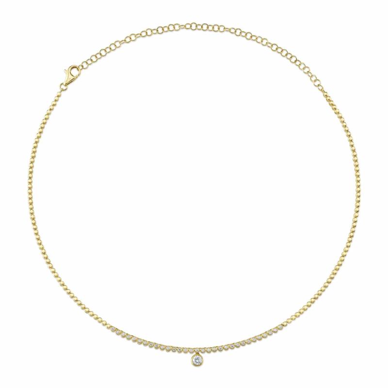 0.69Ct 14K Yellow Gold Diamond Bezel Necklace