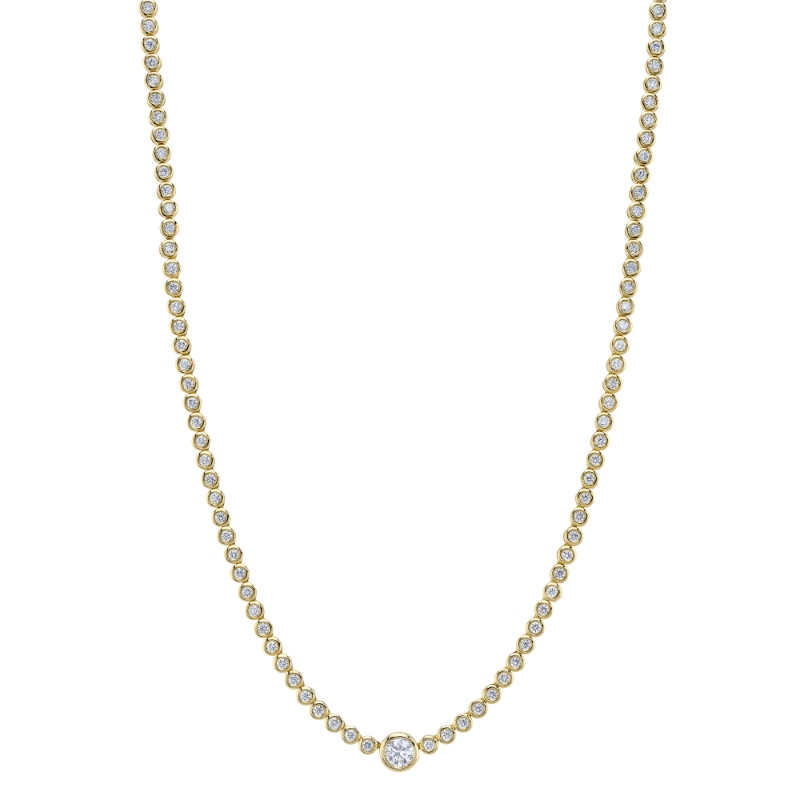 2.89Ct 14K Yellow Gold Diamond Bezel Tennis Necklace
