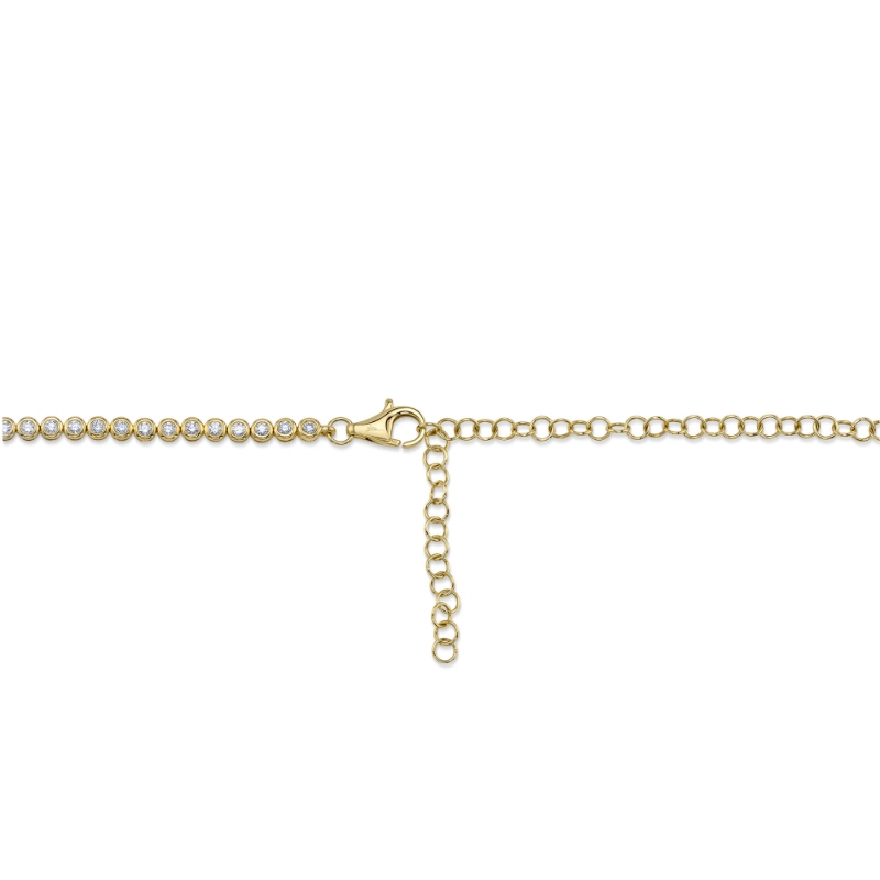 2.89Ct 14K Yellow Gold Diamond Bezel Tennis Necklace