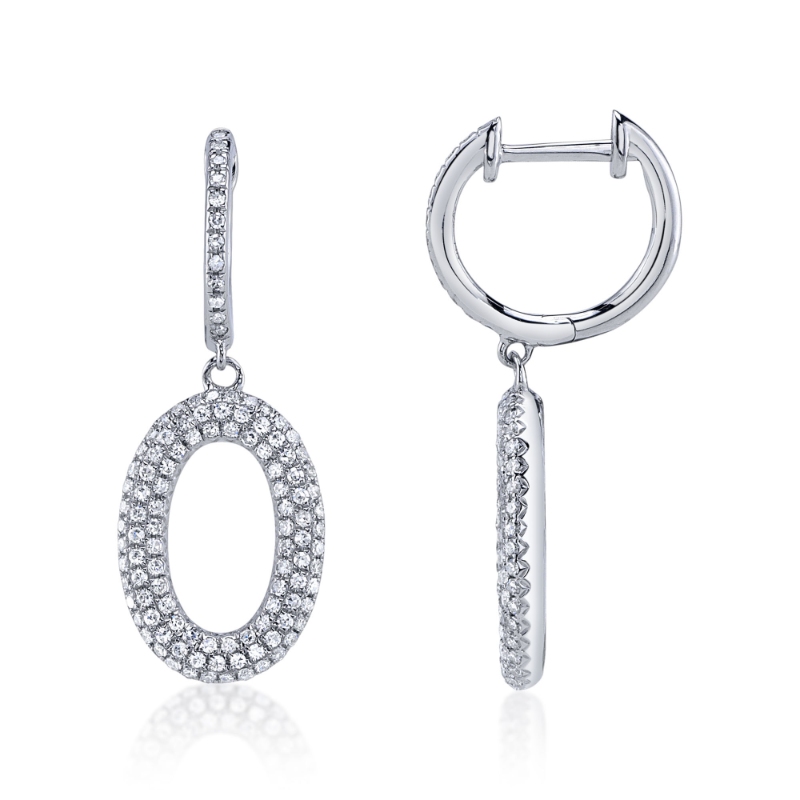 0.49Ct 14K White Gold Diamond Pave Oval Earring