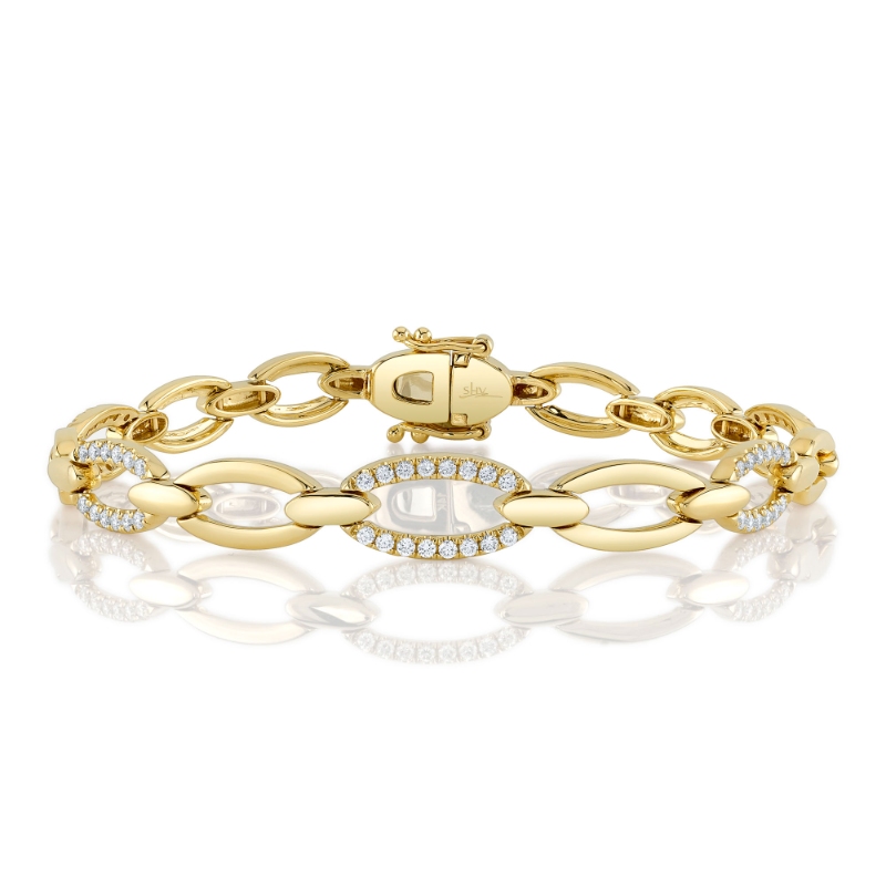 0.74Ct 14K Yellow Gold Diamond Link Bracelet