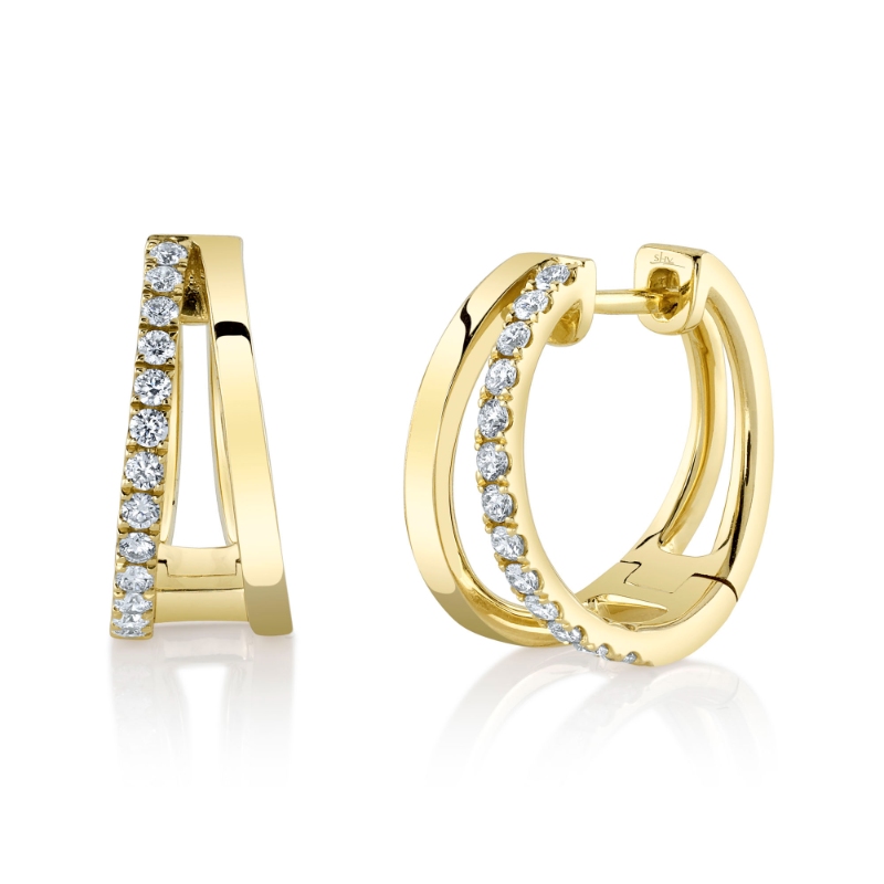 0.28Ct 14K Yellow Gold Diamond Hoop Earrings