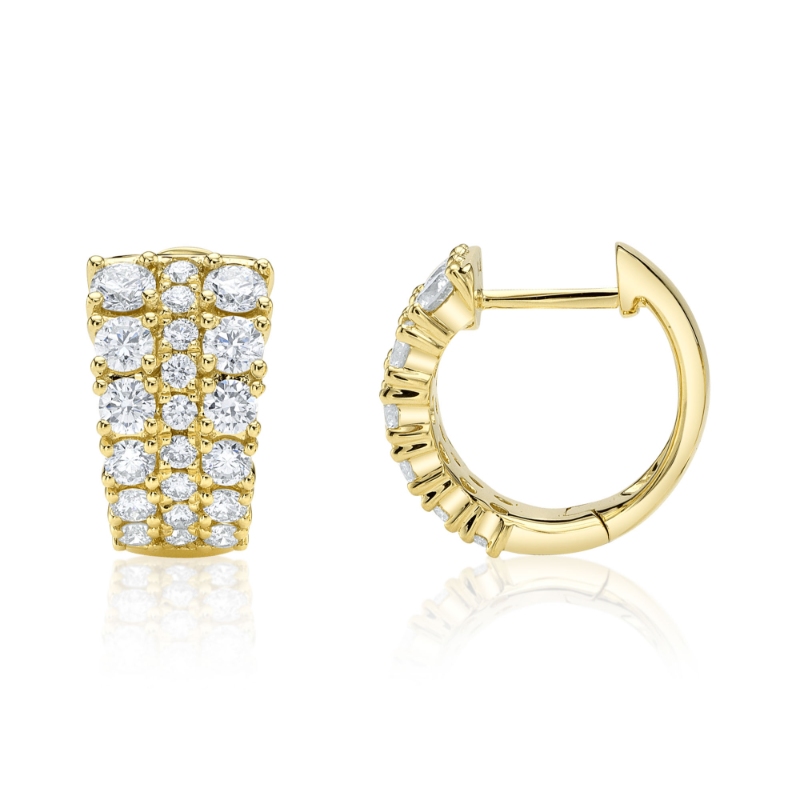 1.13Ct 14K Yellow Gold Diamond Huggie Earrings