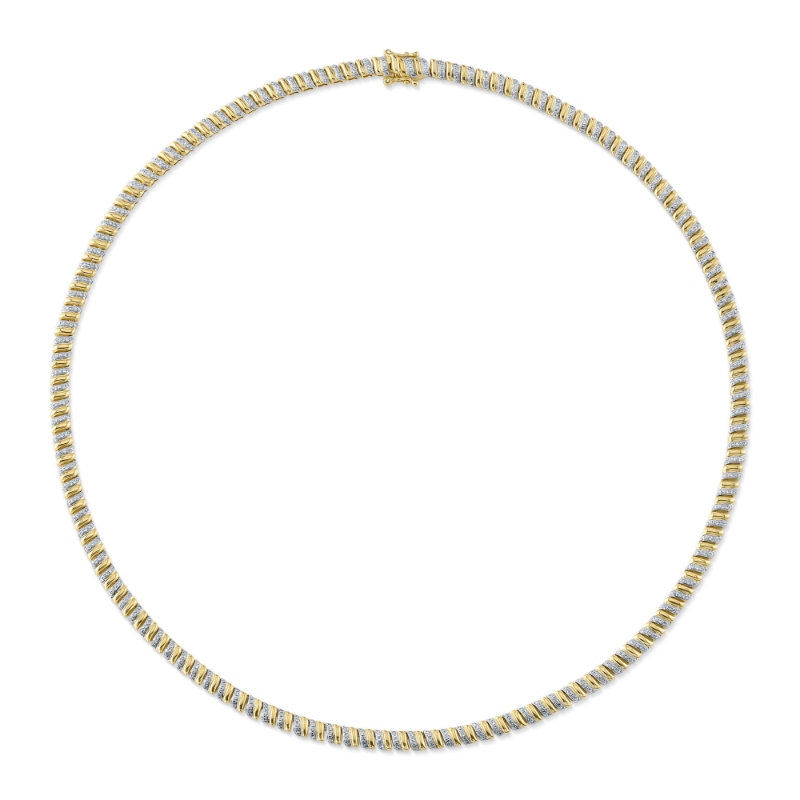 1.41Ct 14K Yellow Gold Diamond Ribbed Necklace