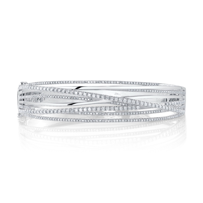 1.64Ct 14K White Gold Diamond Bridge Bangle