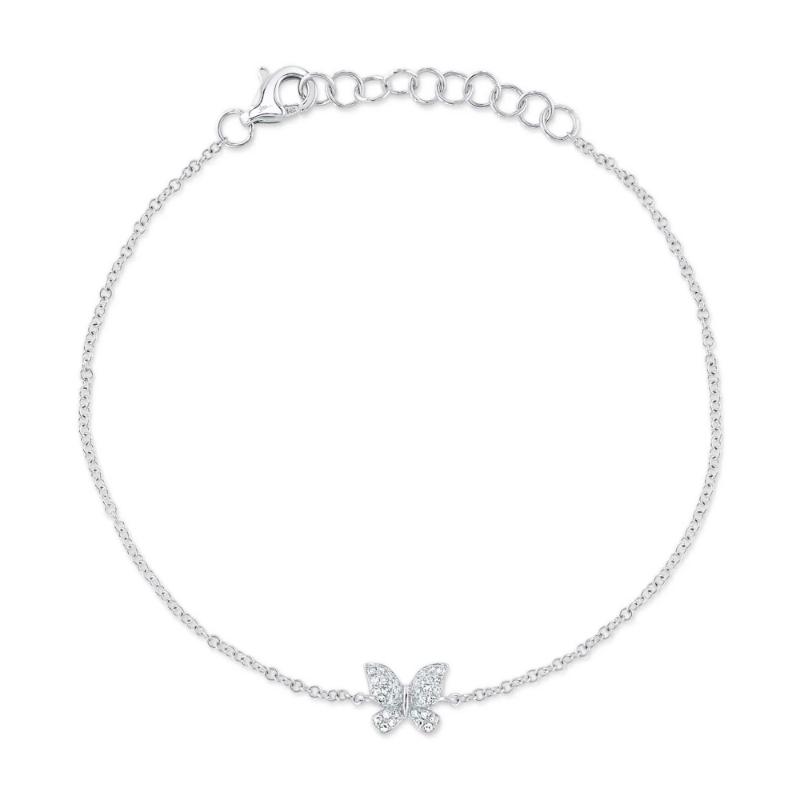 0.08Ct 14K White Gold Diamond Butterfly Bracelet
