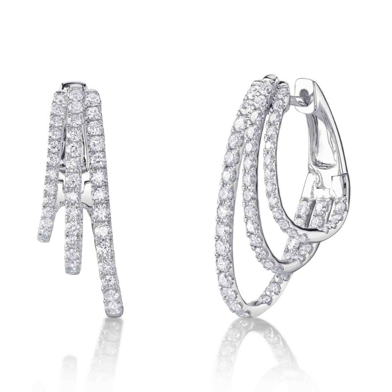 1.58Ct 14K White Gold Diamond Oval Hoop Earrings