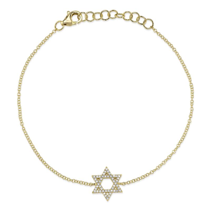 0.11Ct 14K Yellow Gold Diamond Star Of David Bracelet