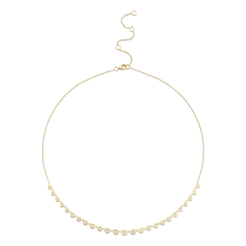 0.60Ct 14K Yellow Gold Diamond Bezel Necklace