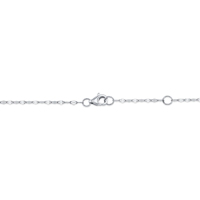0.20Ct 14K White Gold 18 Bezel-Set Diamond Station Sparkle Necklace