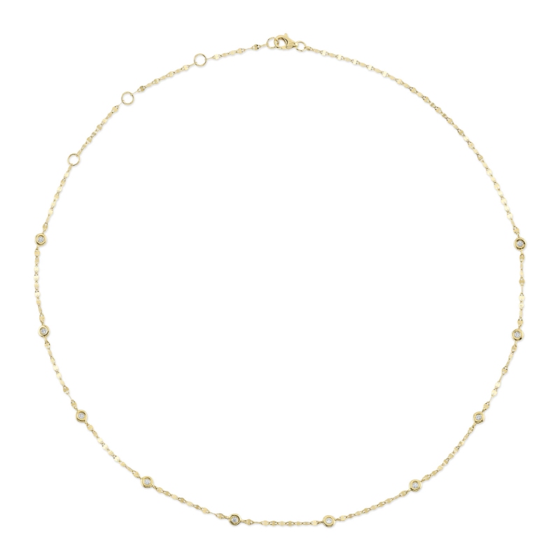 0.20Ct 14K Yellow Gold 18" Diamonds By The Yard Sparkle Chain Necklace