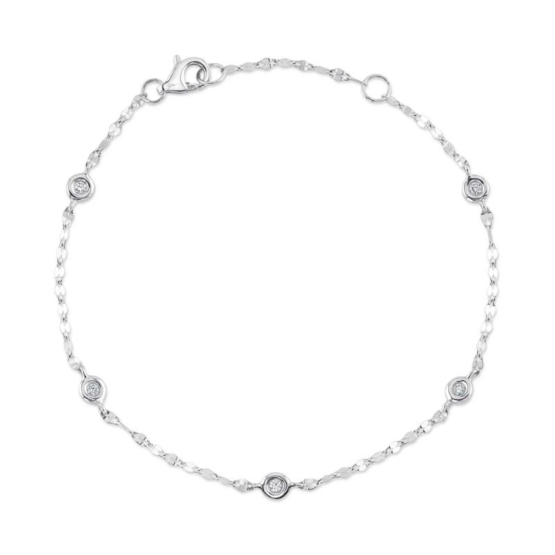 0.10Ct 14K White Gold 7" Diamonds By The Yard Sparkle Chain Bracelet
