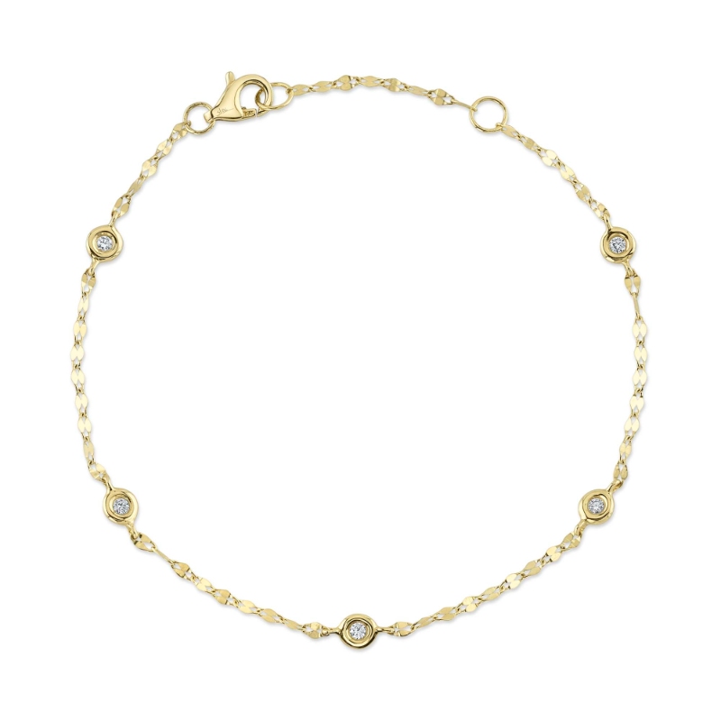 0.10Ct 14K Yellow Gold 7" Diamonds By The Yard Sparkle Chain Bracelet