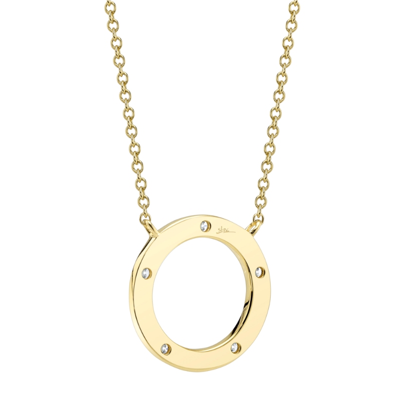 0.07Ct 14K Yellow Gold Diamond Circle Necklace
