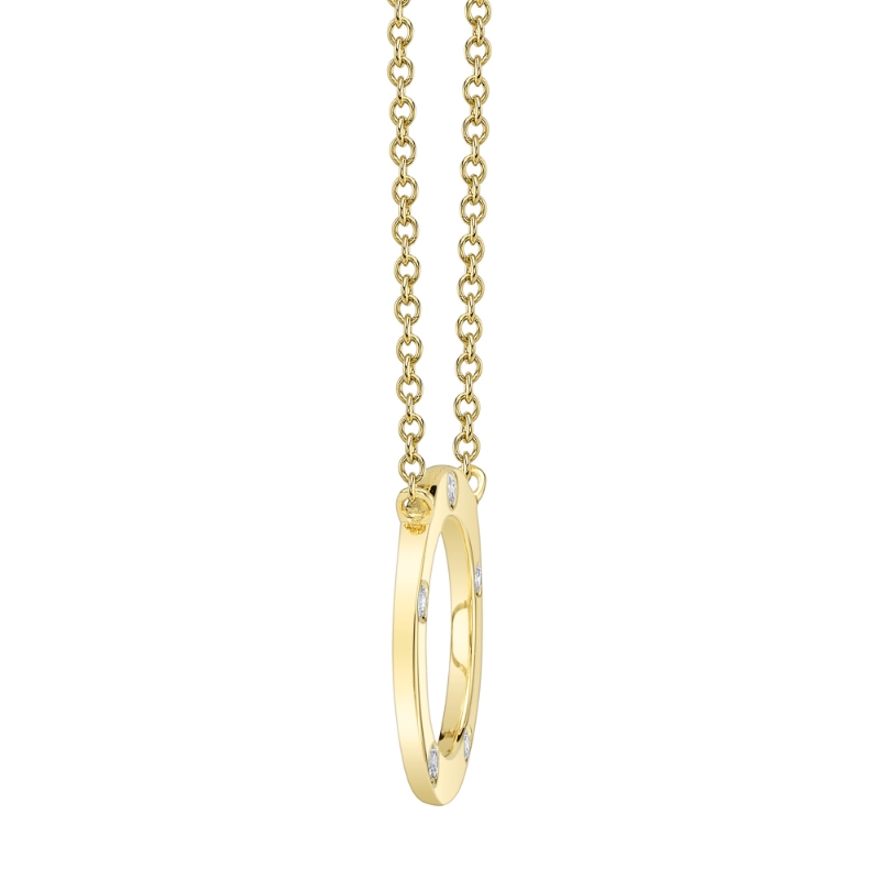 0.07Ct 14K Yellow Gold Diamond Circle Necklace