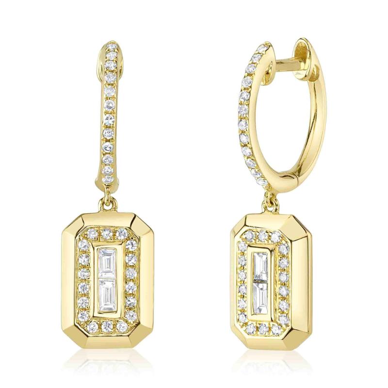 0.26Ct 14K Yellow Gold Diamond Baguette Earrings