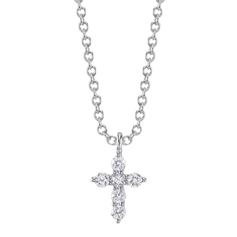 0.10Ct 14K White Gold Diamond Cross Necklace