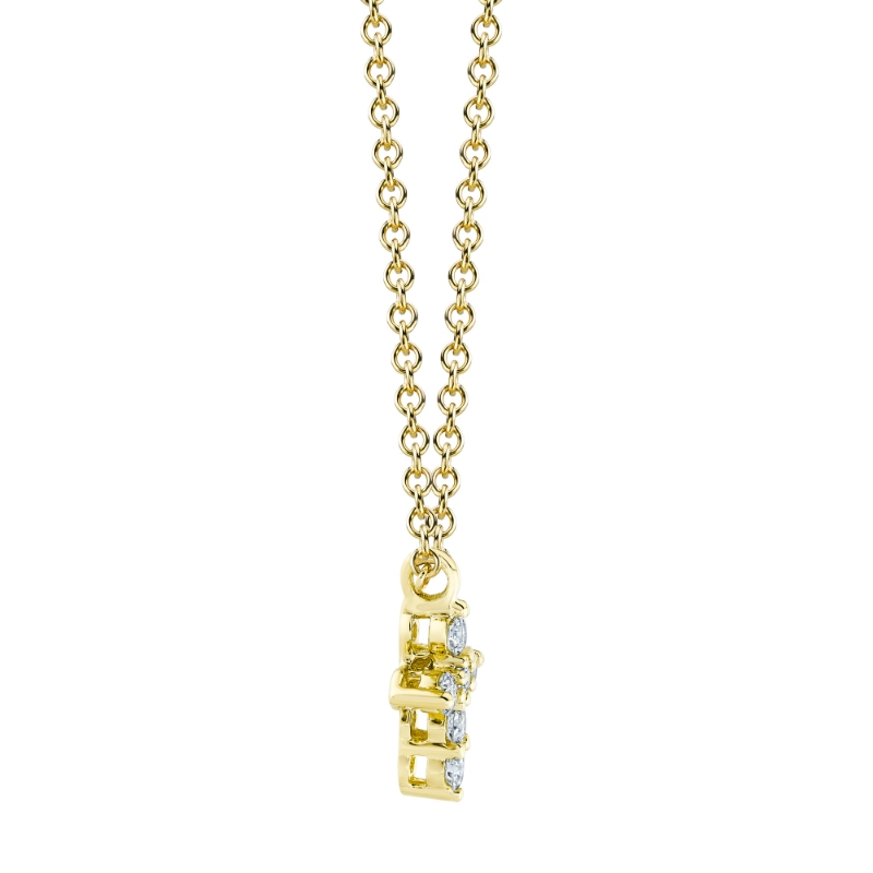 0.10Ct 14K Yellow Gold Diamond Cross Necklace
