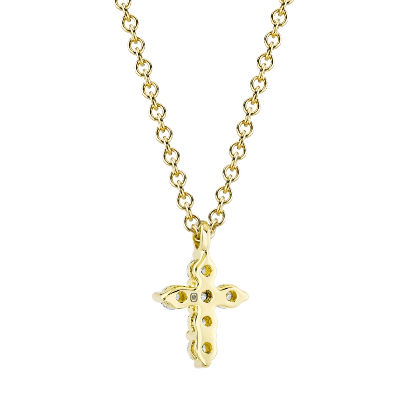 0.10Ct 14K Yellow Gold Diamond Cross Necklace
