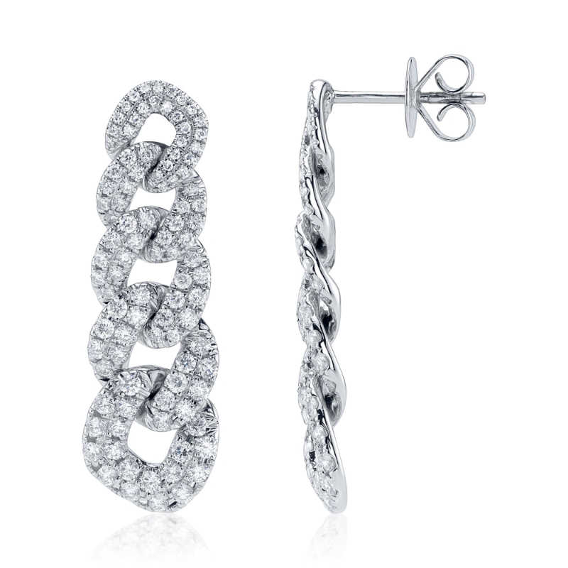 1.62Ct 14K White Gold Diamond Link Earring