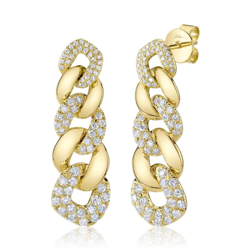 1.03Ct 14K Yellow Gold Diamond Link Earrings