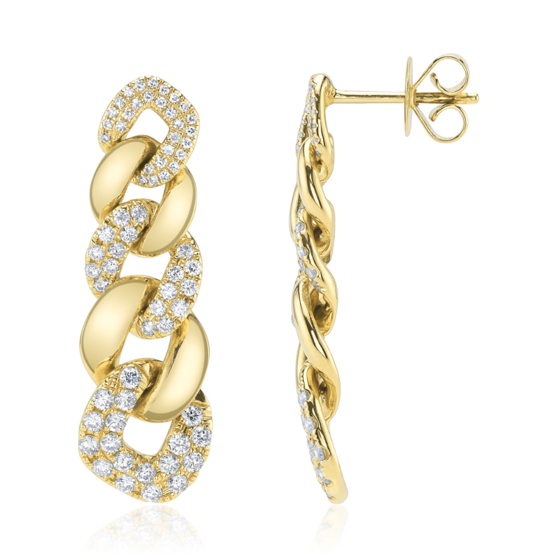 1.03Ct 14K Yellow Gold Diamond Link Earring