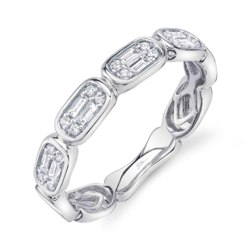 0.29Ct 14K White Gold Diamond Baguette Band