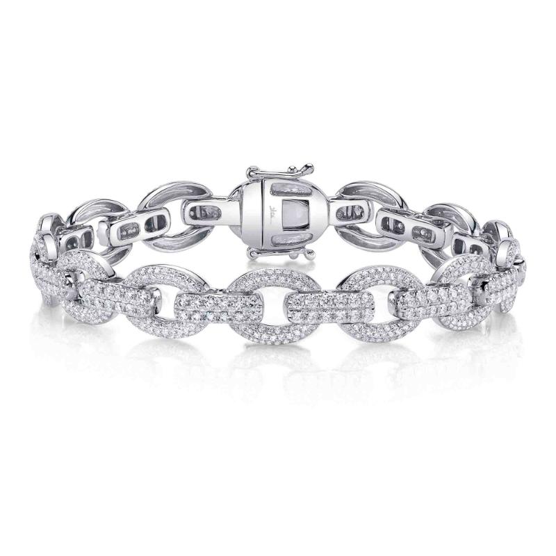3.82Ct 14K White Gold Diamond Link Bracelet