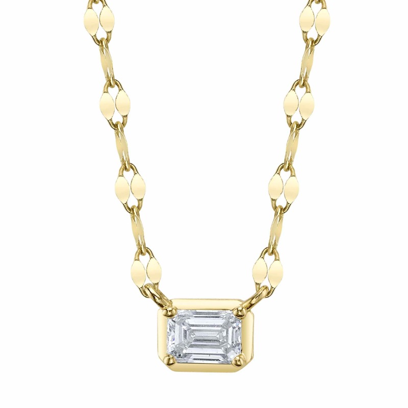 0.20Ct 14K Yellow Gold Diamond Emerald Sparkle Chain Necklace