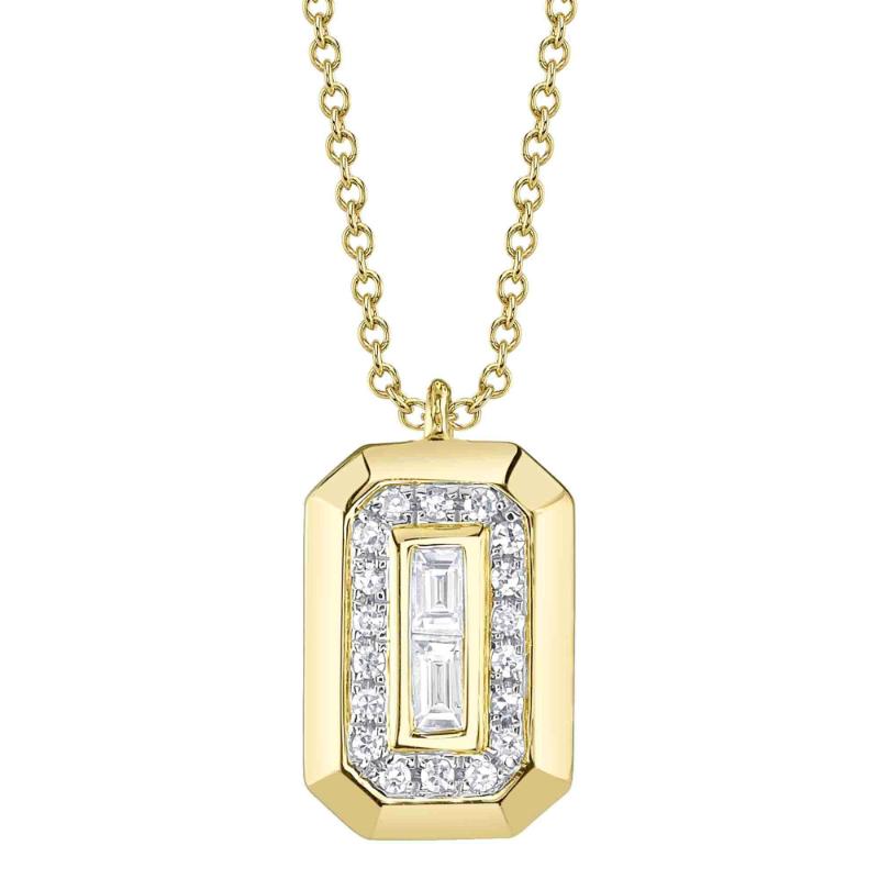 0.09Ct 14K Yellow Gold Diamond Baguette Necklace