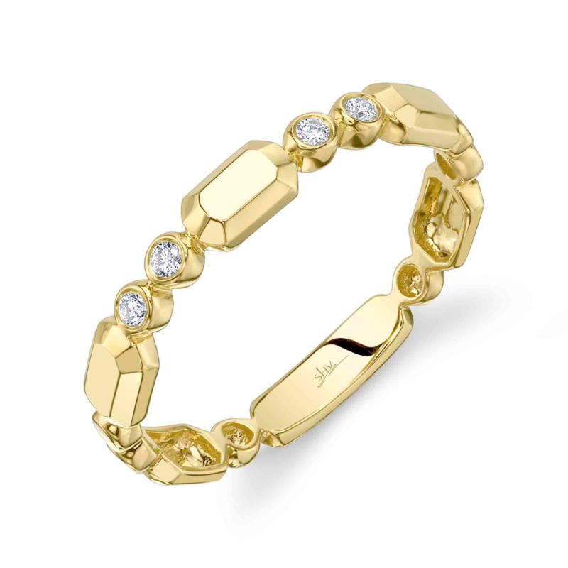 0.06Ct 14K Yellow Gold Diamond Bezel Geo Cut Band