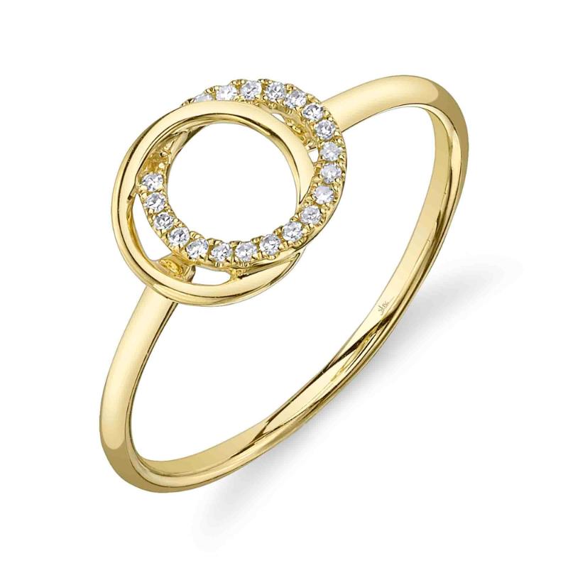 0.07Ct 14K Yellow Gold Diamond Love Knot Circle Ring