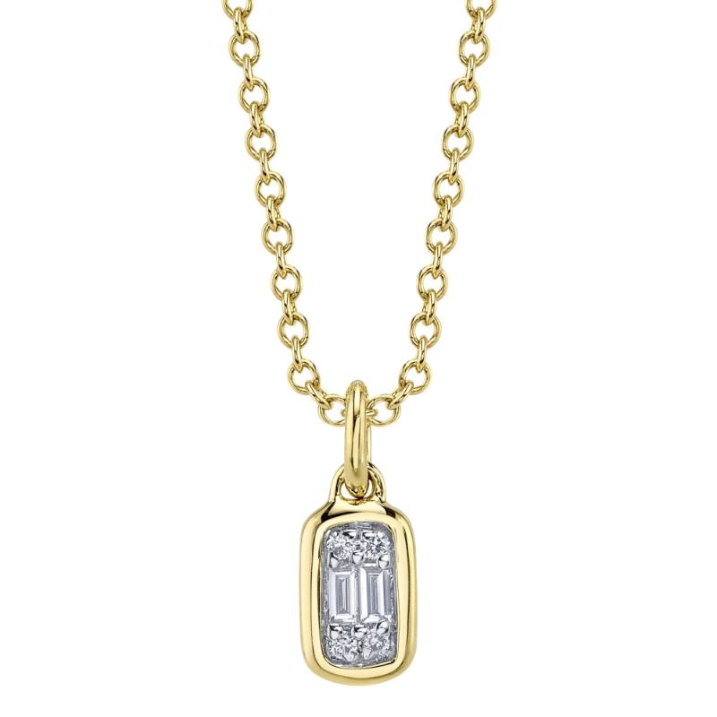 0.07Ct 14K Yellow Gold Diamond Baguette Necklace