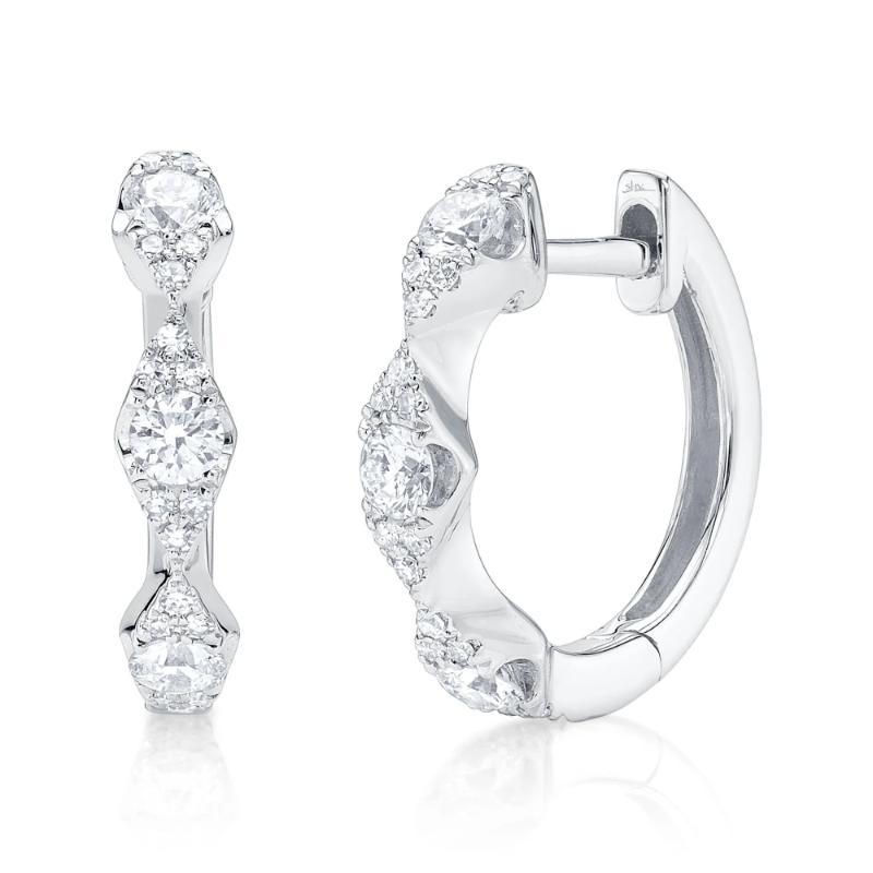 0.39Ct 14K White Gold Diamond Huggie Earrings