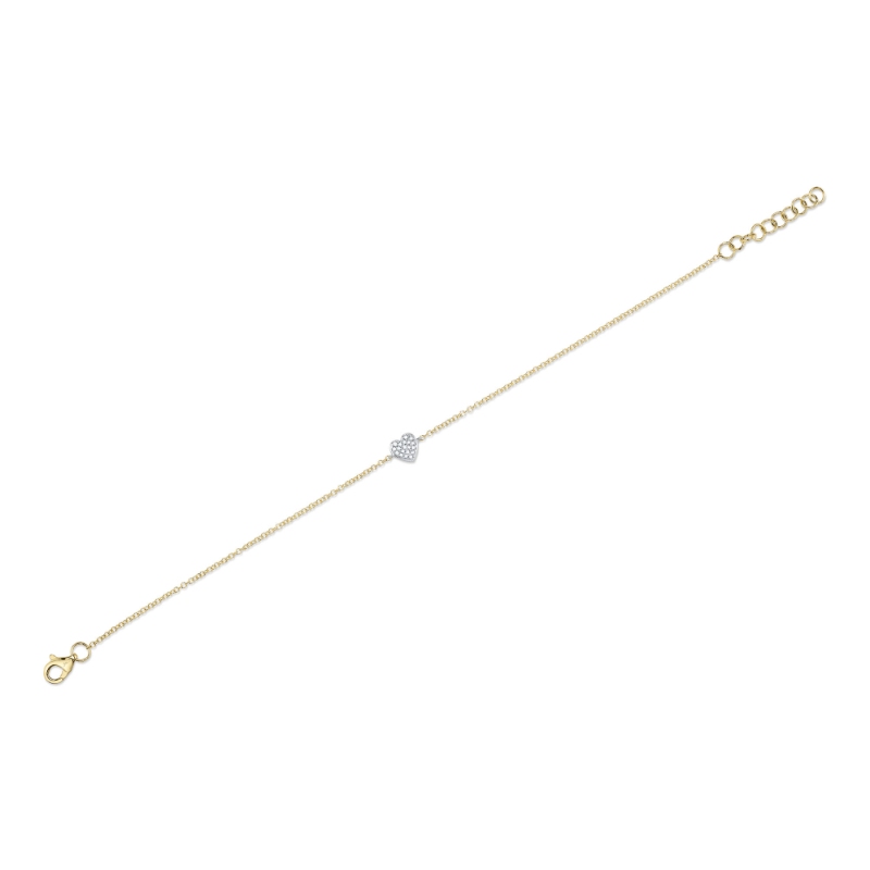 0.04Ct 14K2T Y/W Diamond Pave Heart Bracelet
