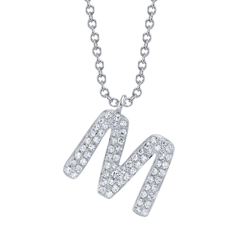 0.14Ct Diamond Pave Necklace - Initial M