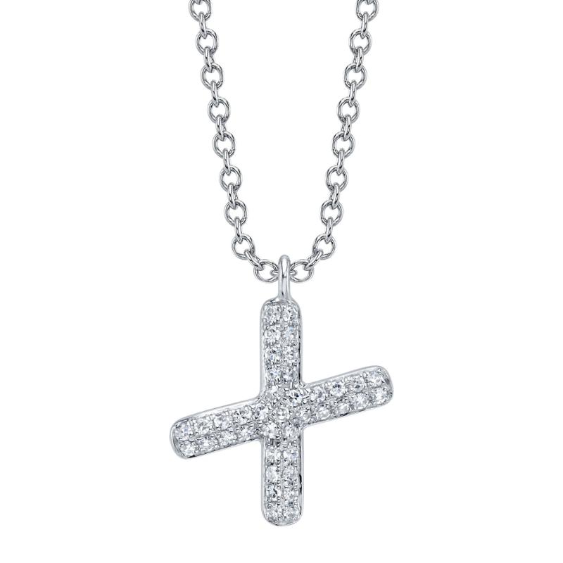 0.09Ct 14K White Gold Diamond Pave Necklace - Initial X