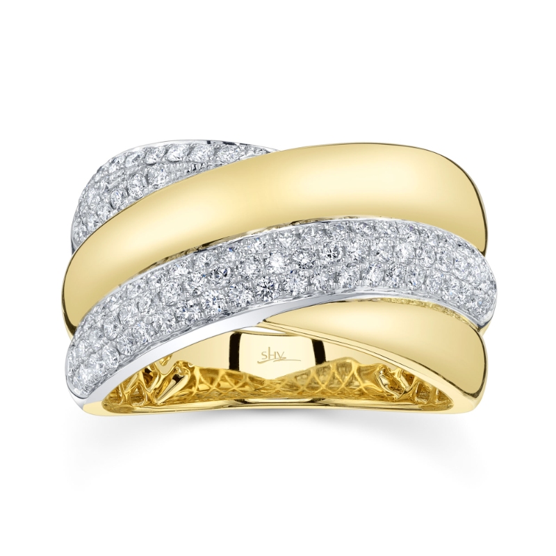 0.72Ct 14K2T Y/W Diamond Pave Ring