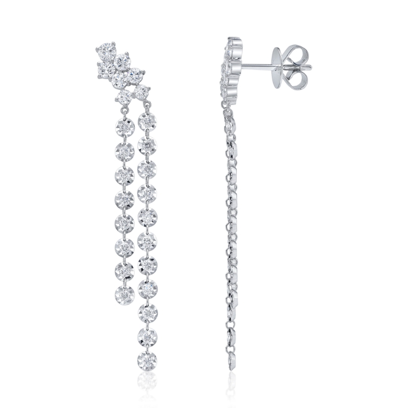 1.49Ct 14K White Gold Diamond Earring
